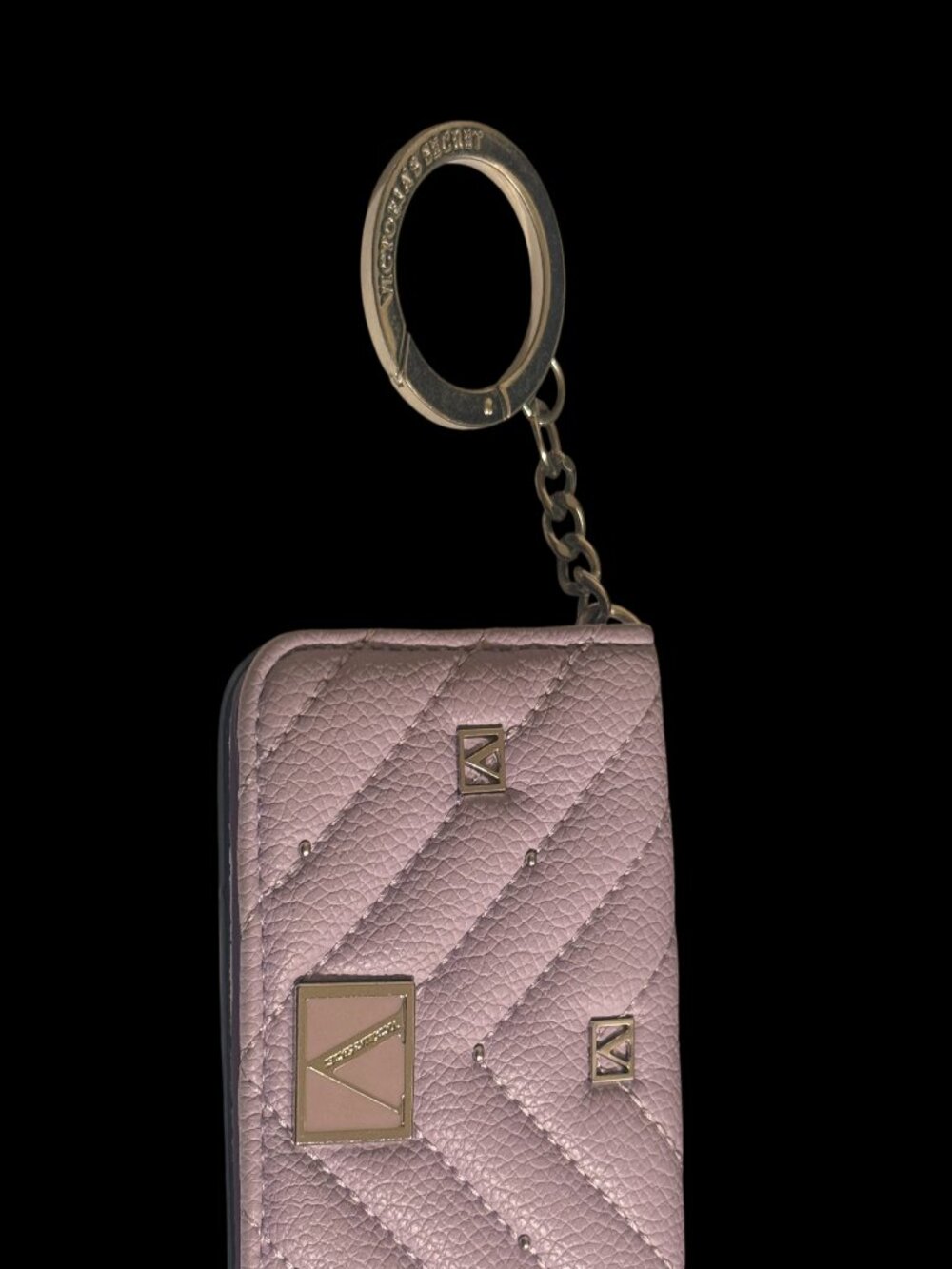 Victoria's Secret Lilac Quilted Key & Card Holder with Ring